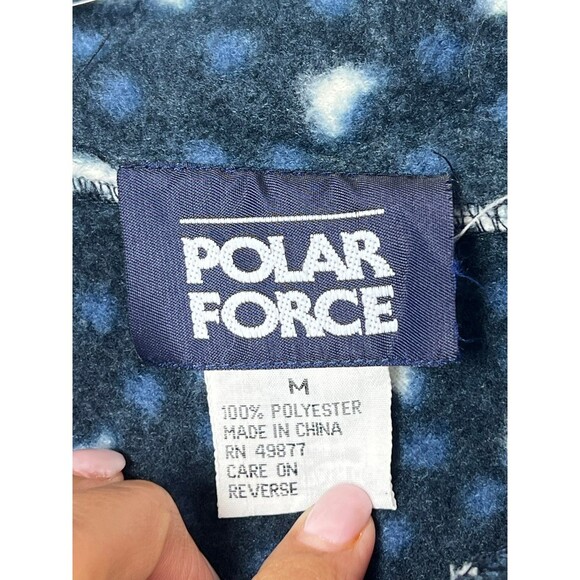 POLAR FORCE WHITE BLUE OVERSIZED FLEECE VTG SIZE MEDIUM - Picture 9 of 9